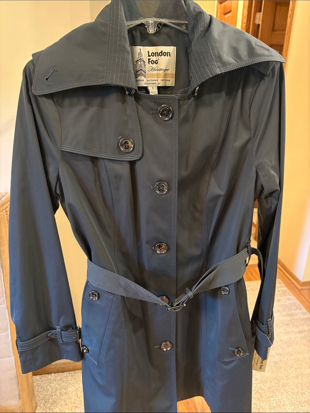 London Fog slate Women's Trench Coat with Belt